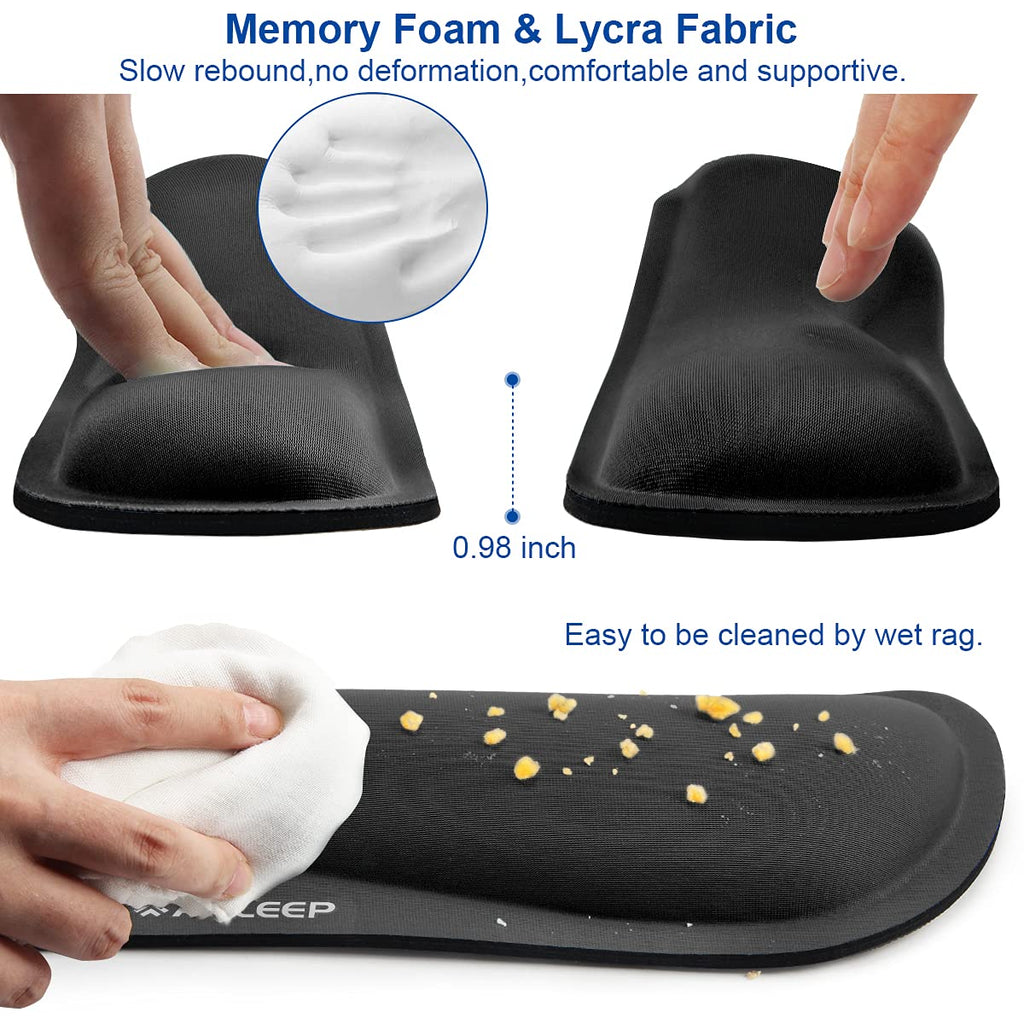 Keyboard Wrist Rest Support Pad Ergonomic Non-Slip Memory Foam Black