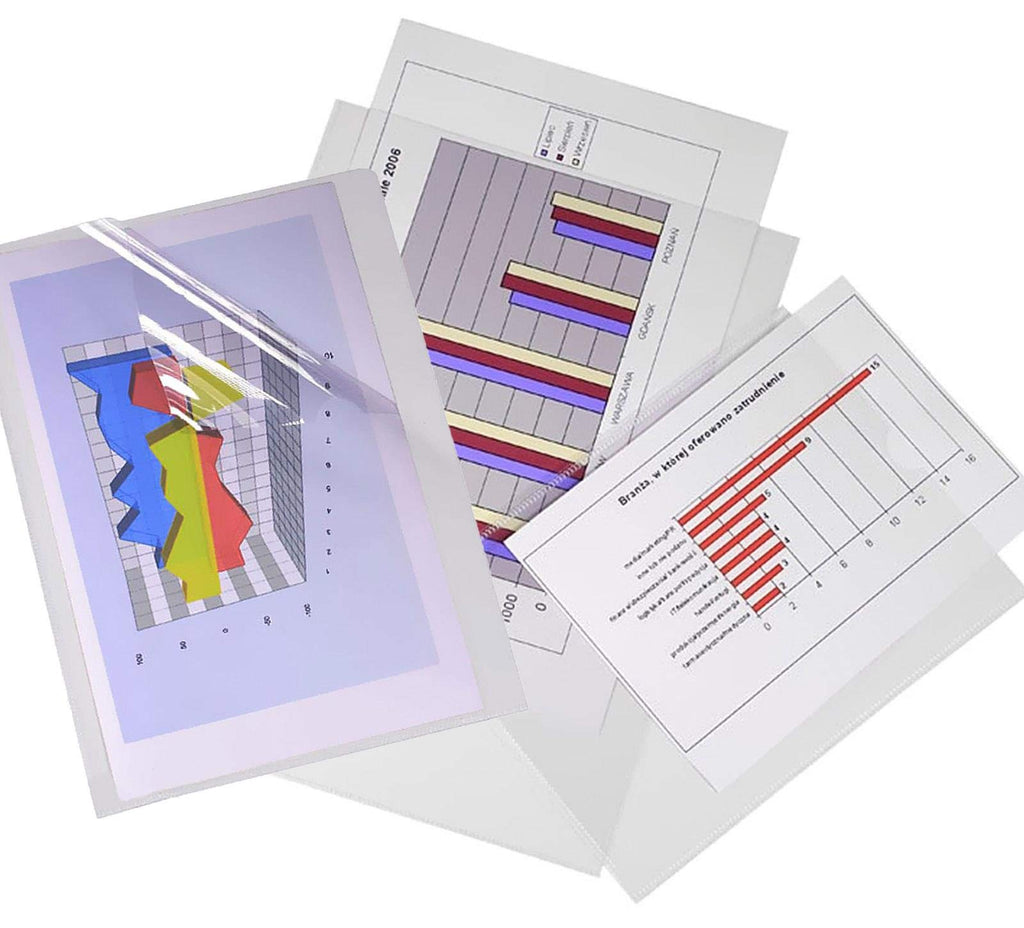 L-Shape Clear Strong A4 Plastic Document Wallet White 22x30.5cm
