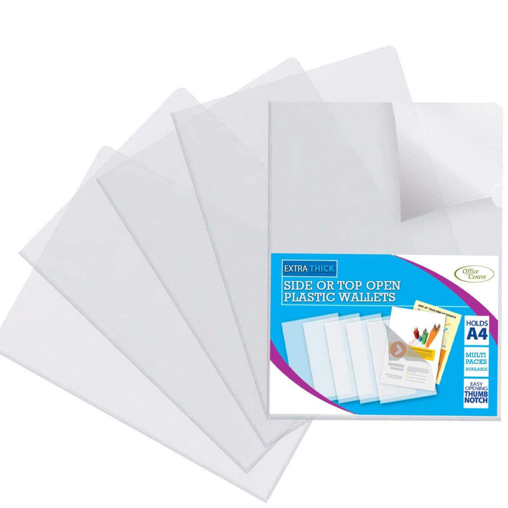L-Shape Clear Strong A4 Plastic Document Wallet White 22x30.5cm
