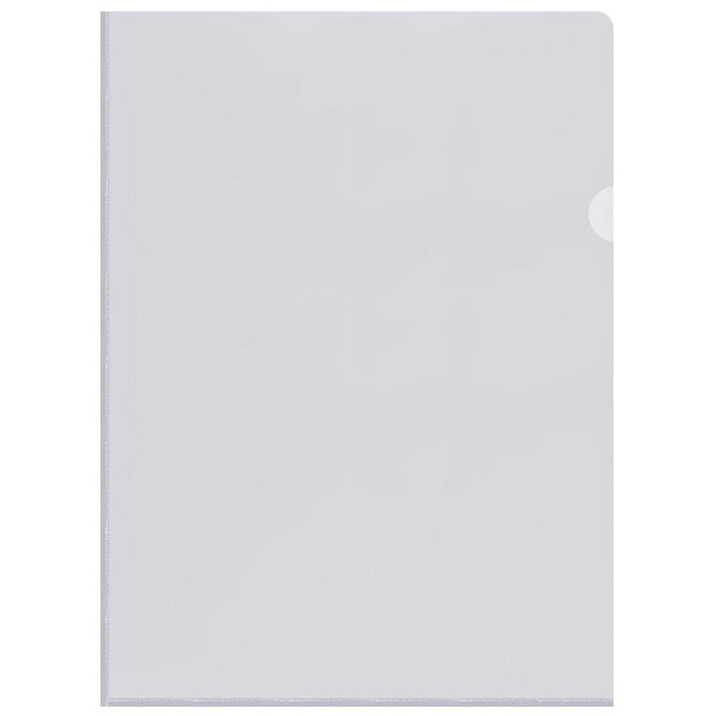 L-Shape Clear Strong A4 Plastic Document Wallet White 22x30.5cm