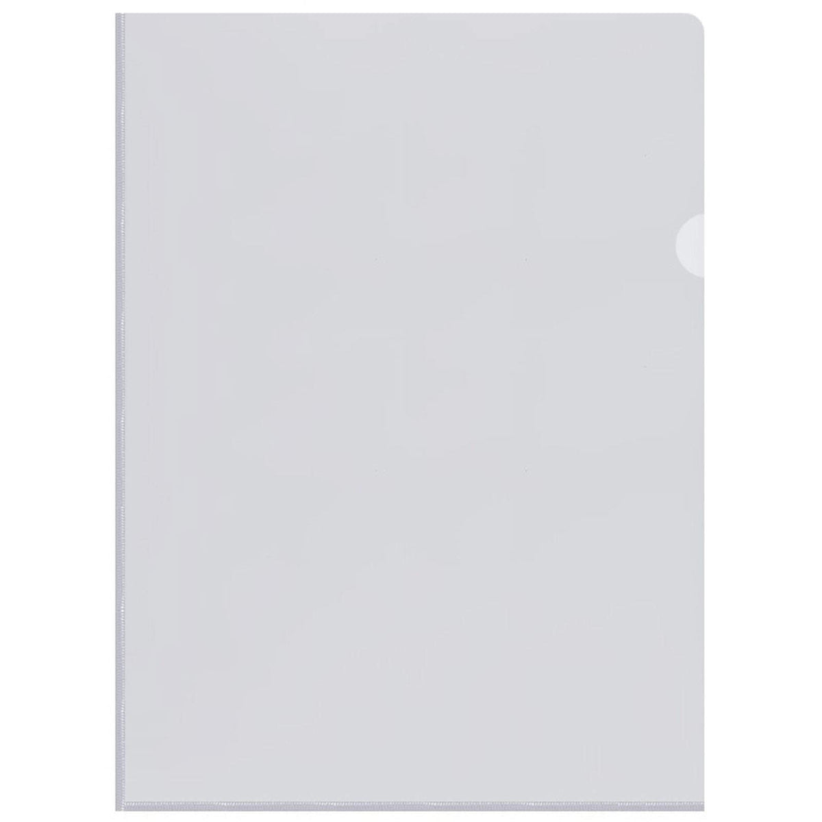 L-Shape Clear Strong A4 Plastic Document Wallet White 22x30.5cm