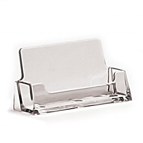 Landscape Acrylic Business Card Holder — Single Pocket, Transparent