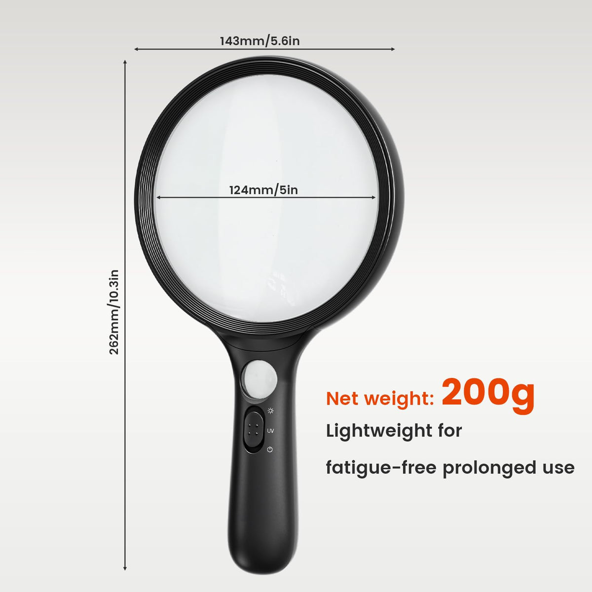 Large Magnifying Glass with Light 10X Illuminated Handheld Lighted Magnifier 24LED 1UV Light for Seniors, Reading, Coins, Jewelry, Close work