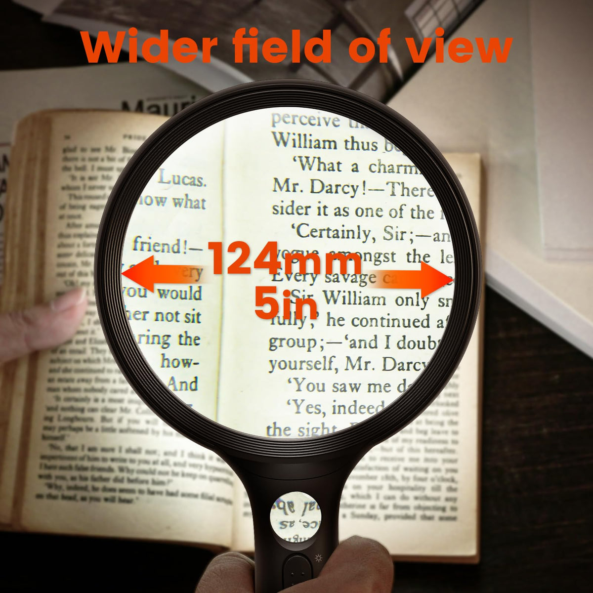 Large Magnifying Glass with Light 10X Illuminated Handheld Lighted Magnifier 24LED 1UV Light for Seniors, Reading, Coins, Jewelry, Close work