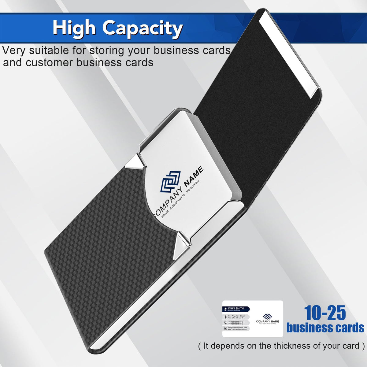 Leather RFID Blocking Metal Business Card Holder with Magnetic Clasp