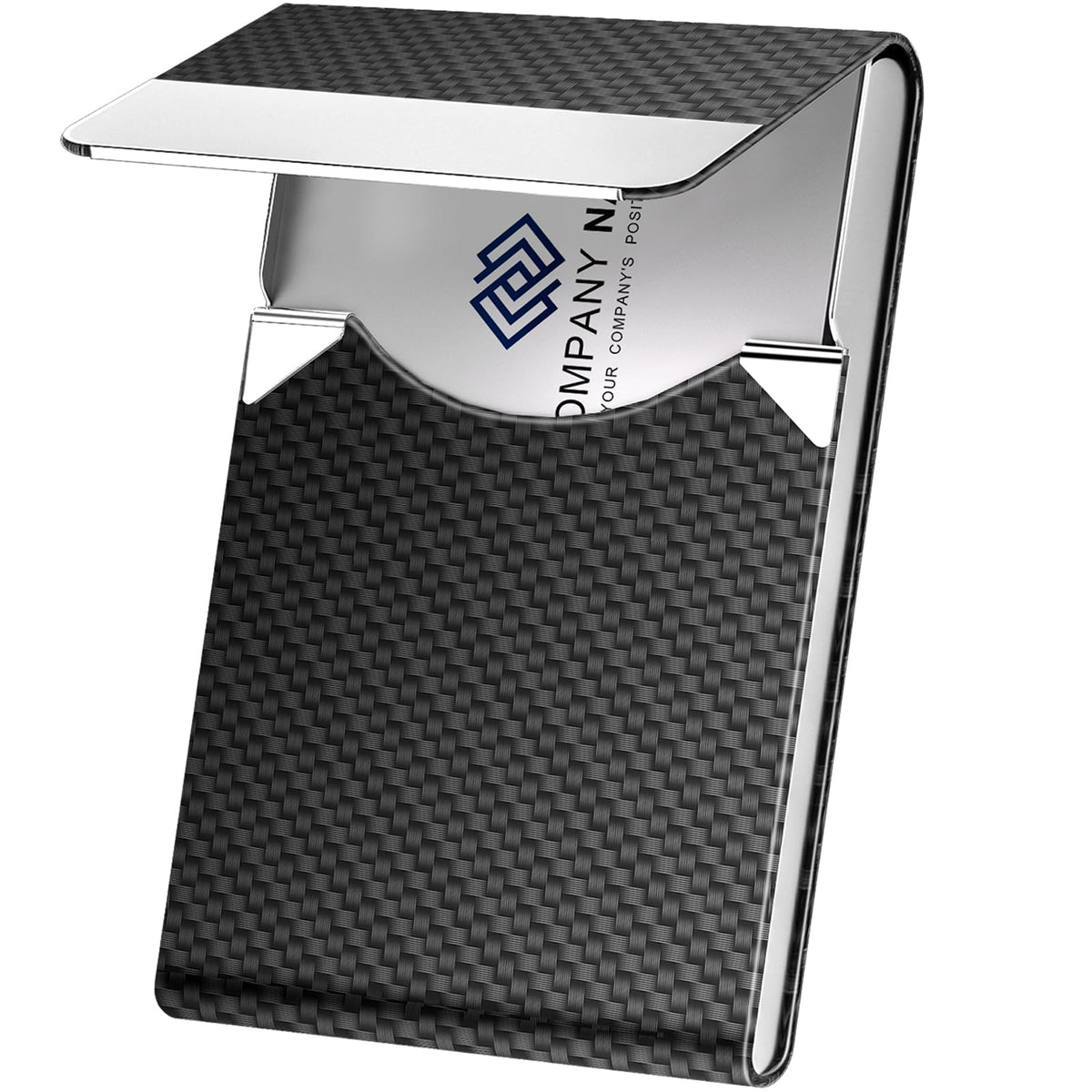 Leather RFID Blocking Metal Business Card Holder with Magnetic Clasp