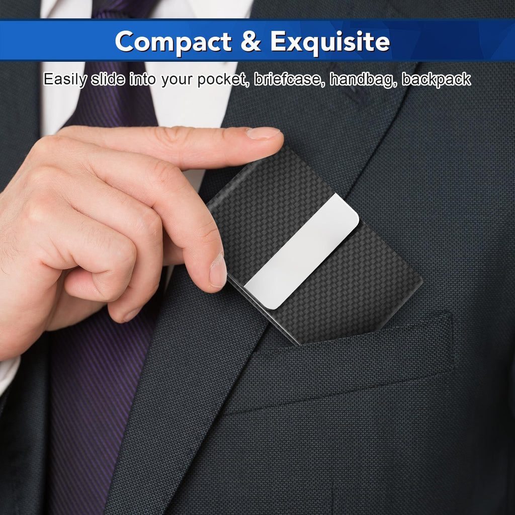 Leather RFID Blocking Metal Business Card Holder with Magnetic Clasp