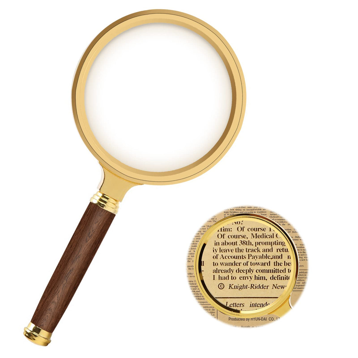 Leikedun 15X Magnifying Glass 90mm Lens, Wooden Handle,Portable