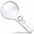 Magnifying Glass, 45X Handheld Reading Magnifying Glass with 3 LED Lights - Super High Clarity Lightweight Magnifier for Reading Books, Macular Degeneration, Jewellery Inspection, etc.(White)