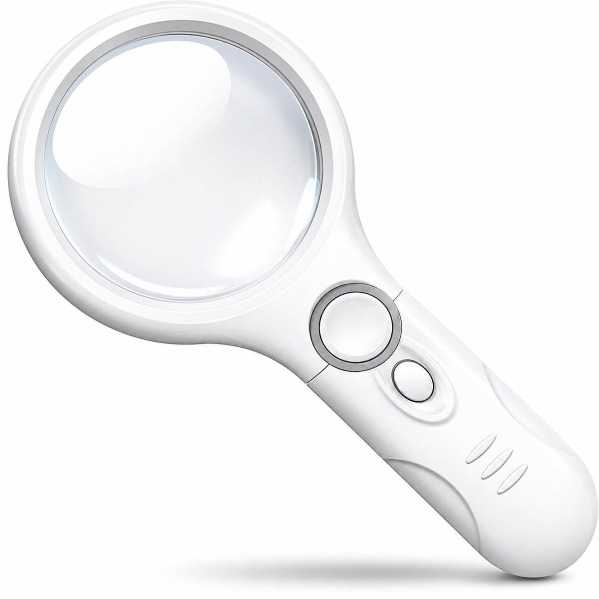 Magnifying Glass, 45X Handheld Reading Magnifying Glass with 3 LED Lights - Super High Clarity Lightweight Magnifier for Reading Books, Macular Degeneration, Jewellery Inspection, etc.(White)