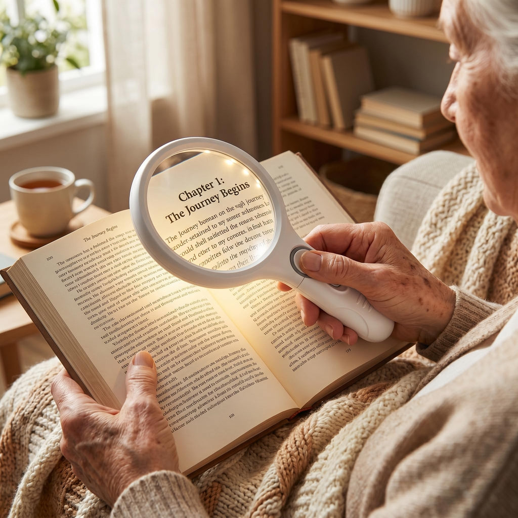 Magnifying Glass, 45X Handheld Reading Magnifying Glass with 3 LED Lights - Super High Clarity Lightweight Magnifier for Reading Books, Macular Degeneration, Jewellery Inspection, etc.(White)
