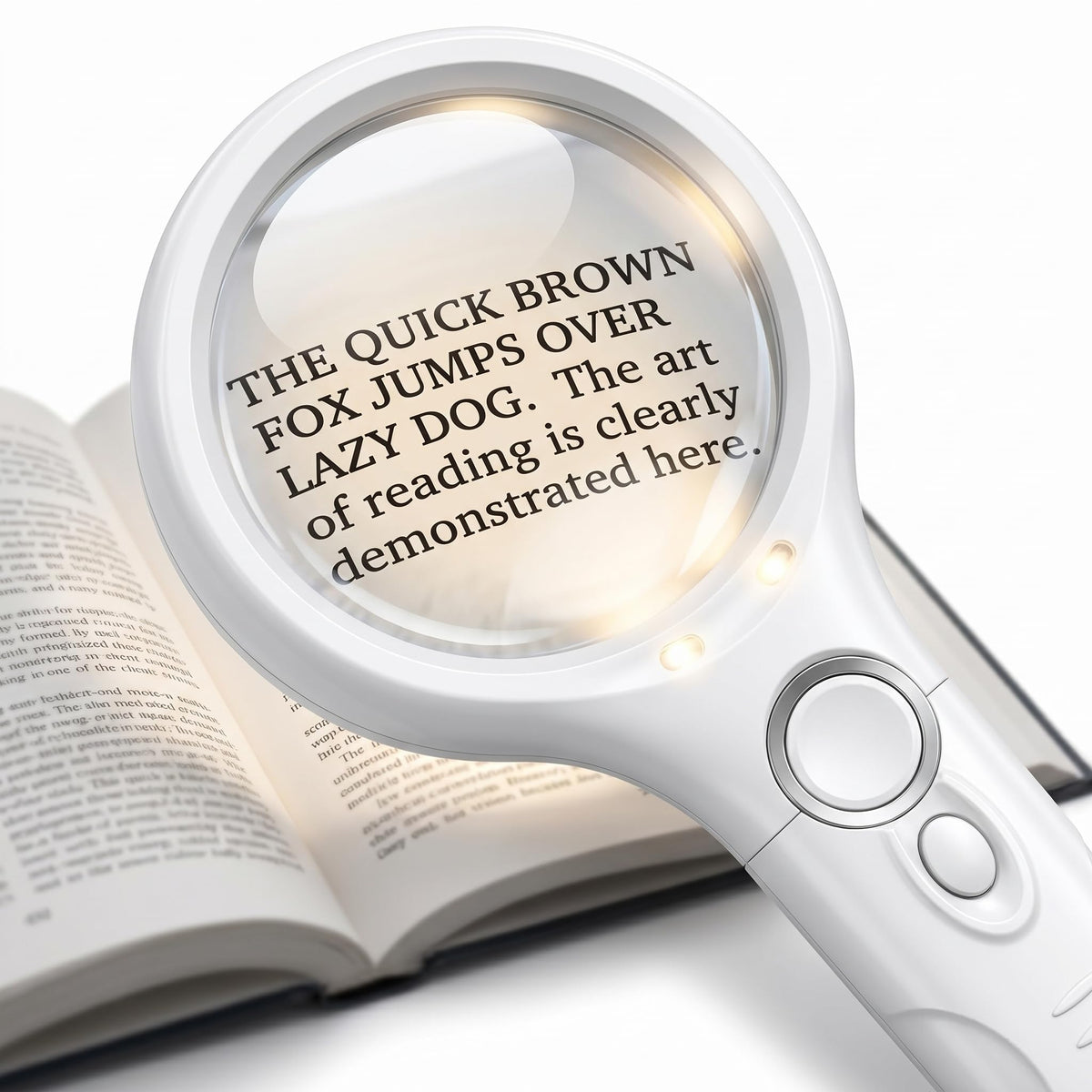 Magnifying Glass, 45X Handheld Reading Magnifying Glass with 3 LED Lights - Super High Clarity Lightweight Magnifier for Reading Books, Macular Degeneration, Jewellery Inspection, etc.(White)