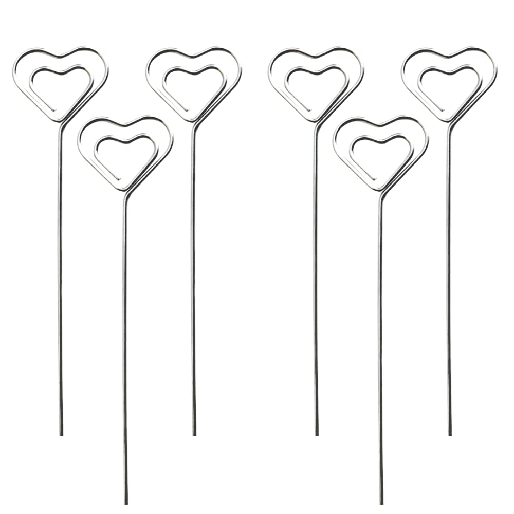 Memo Clip Set — 6 Metal Heart-Shaped Note & Photo Holders