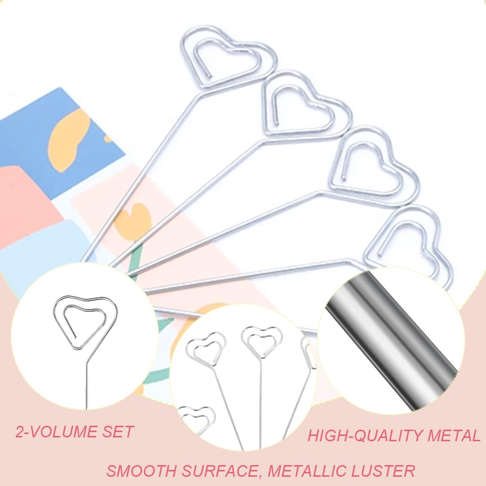 Memo Clip Set — 6 Metal Heart-Shaped Note & Photo Holders