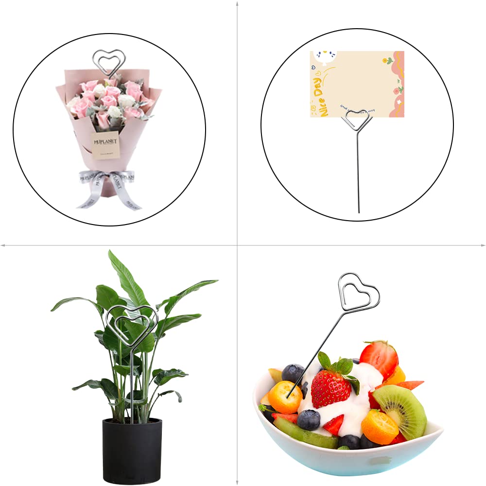 Memo Clip Set — 6 Metal Heart-Shaped Note & Photo Holders