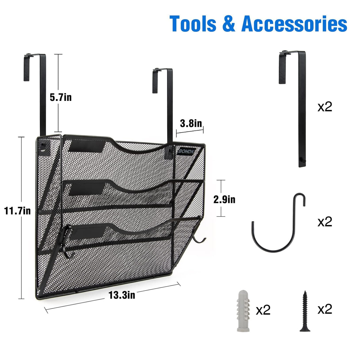 Metal 3-Tier A4 Wall-Mounted Document Holder, Black