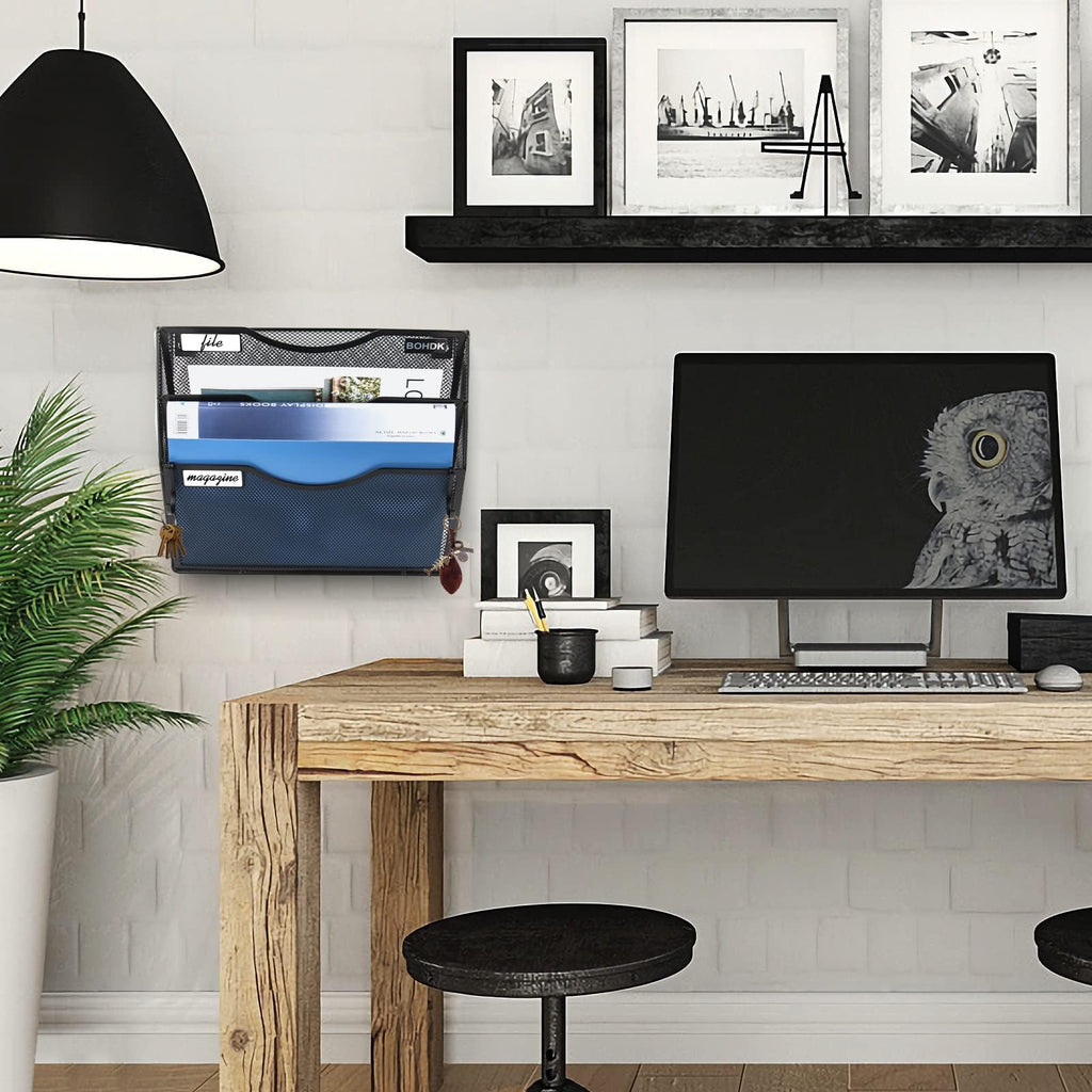 Metal 3-Tier A4 Wall-Mounted Document Holder, Black