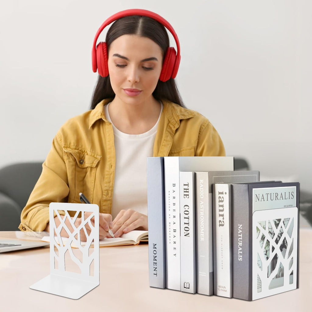 Metal Bookends for Shelves, Tree Design