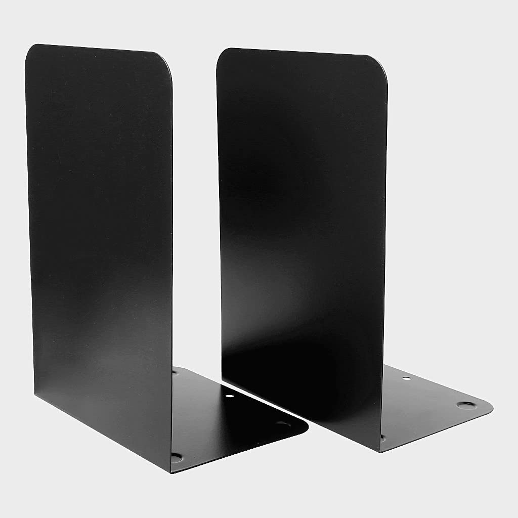 Metal Bookends Pair — Heavy-Duty L-Shaped Book Stoppers (7.7×5.3×3.8in)