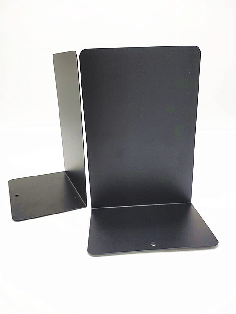 Metal Bookends Pair — Heavy-Duty L-Shaped Book Stoppers (7.7×5.3×3.8in)