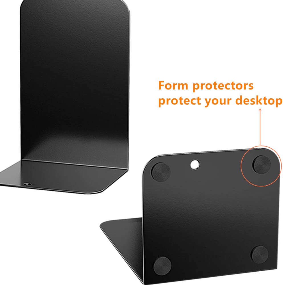 Metal Bookends Pair — Heavy-Duty L-Shaped Book Stoppers (7.7×5.3×3.8in)