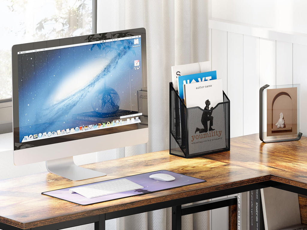 Metal Mesh 3-Tier A4 Wall/Desk Magazine & File Holder — Black