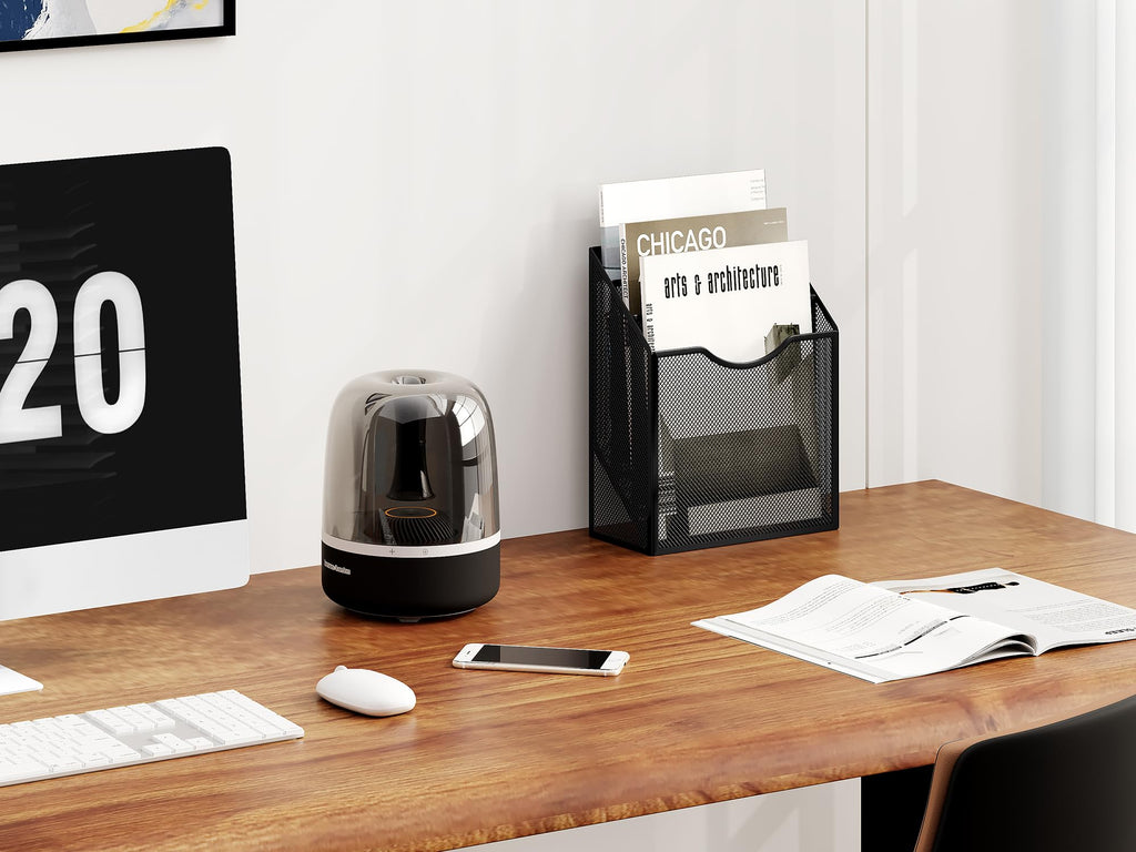 Metal Mesh 3-Tier A4 Wall/Desk Magazine & File Holder — Black