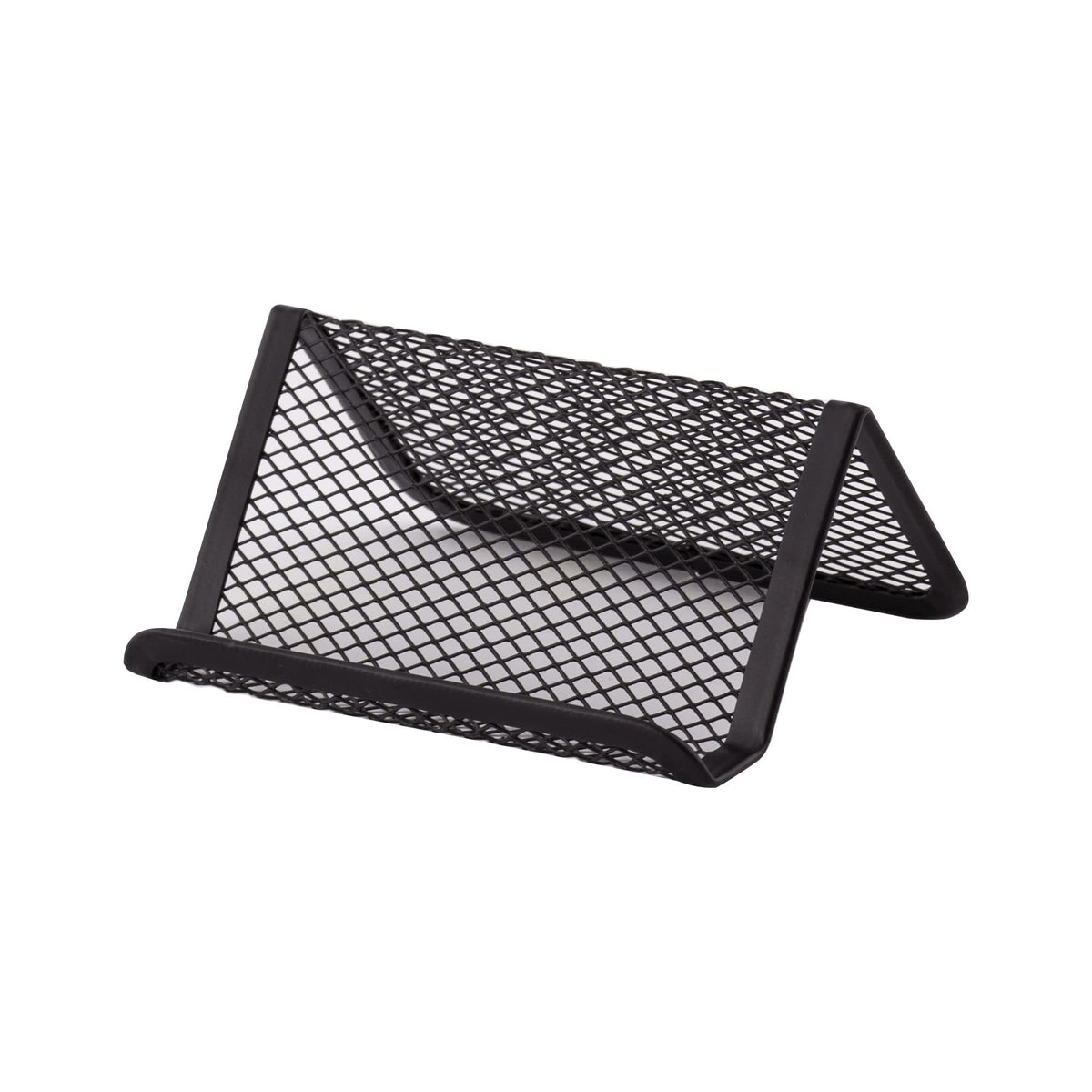 Metal Mesh Business Card Holder for Desk — Black