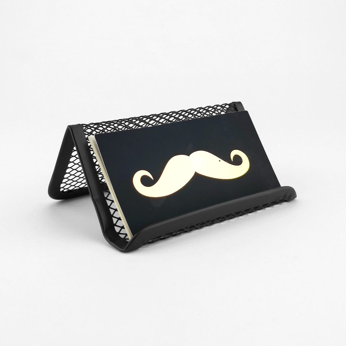 Metal Mesh Business Card Holder for Desk — Black