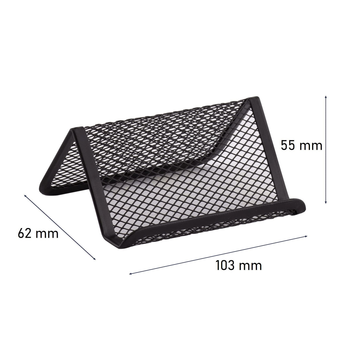 Metal Mesh Business Card Holder for Desk — Black