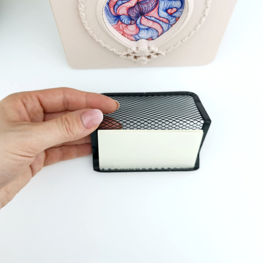 Metal Mesh Business Card Holder for Desk — Black