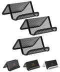 Metal Mesh Card Holder 3-Pack, Black — Desk Business Card Stand