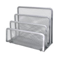 Metal Mesh Letter Sorter Desk Organizer — 3-Compartment Silver