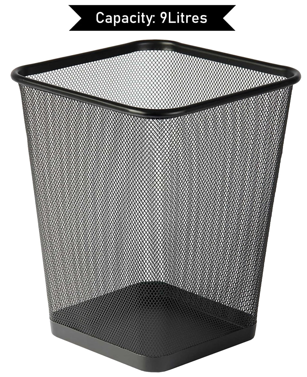 Metal Mesh Square Waste Bin 9 L – Black (Pack of 1)