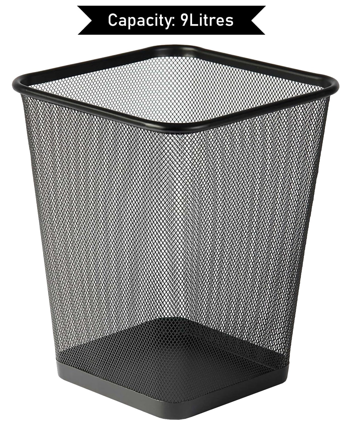 Metal Mesh Square Waste Bin 9 L – Black (Pack of 1)