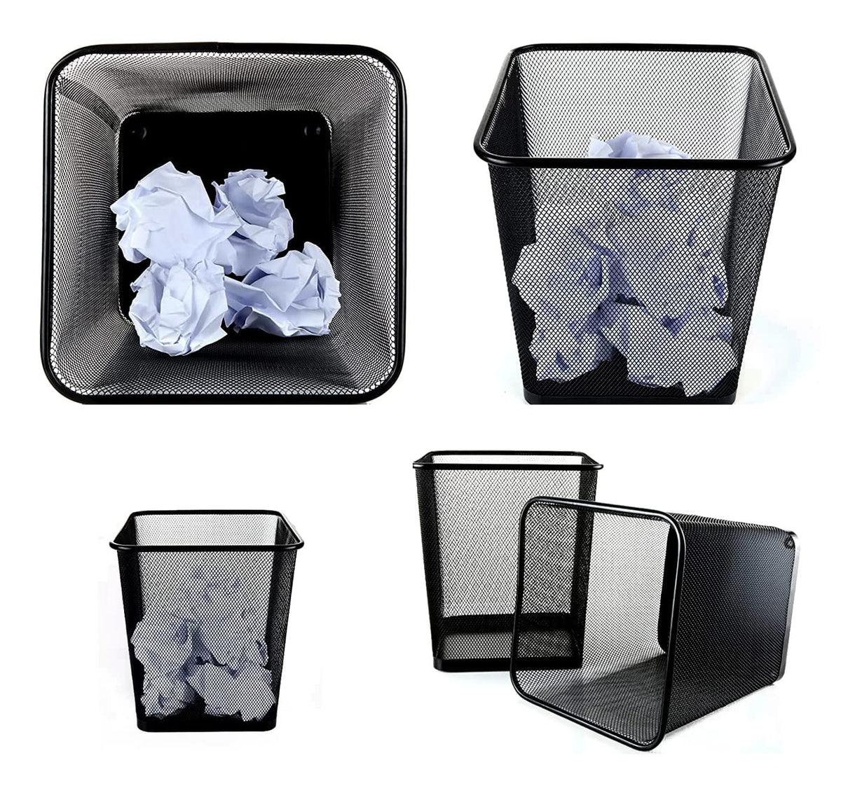 Metal Mesh Square Waste Bin 9 L – Black (Pack of 1)