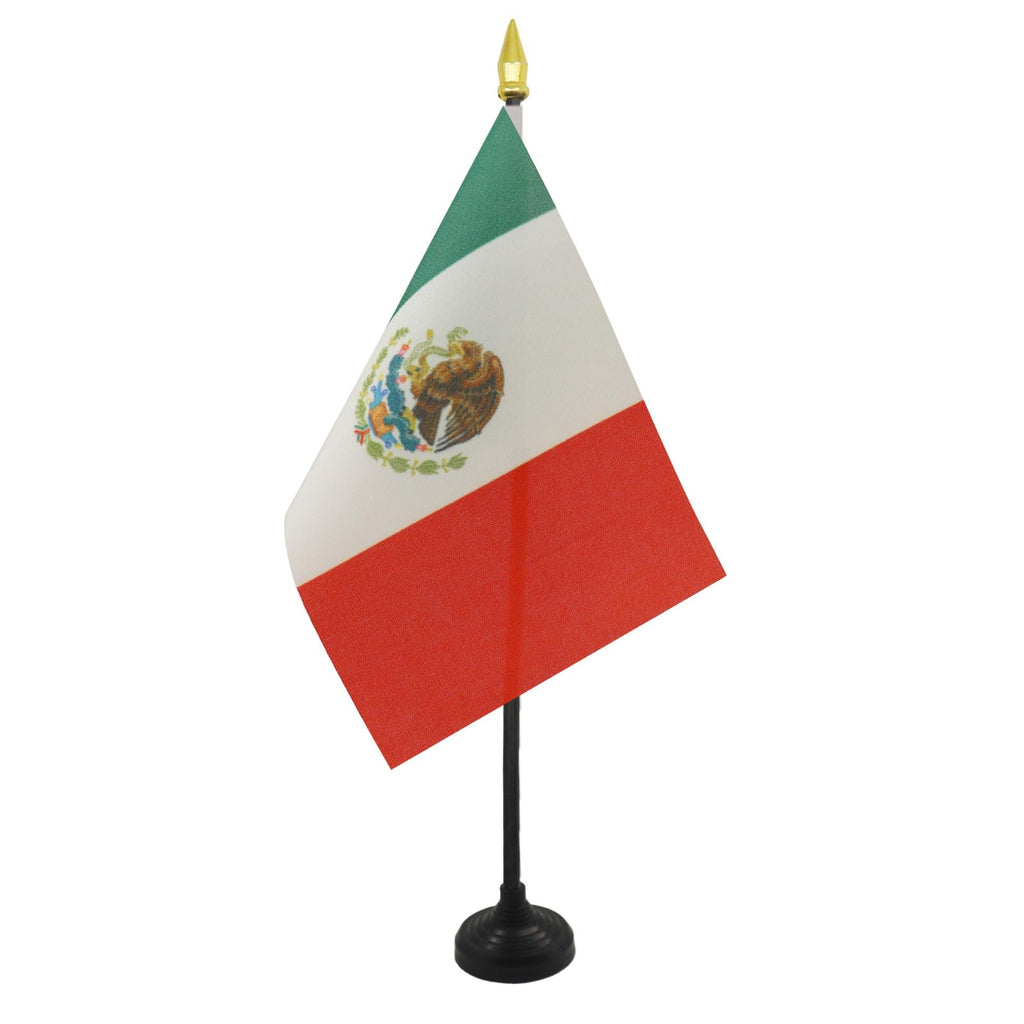 Mexico Table Flag 15 x 10 cm 100D Polyester with Plastic Base