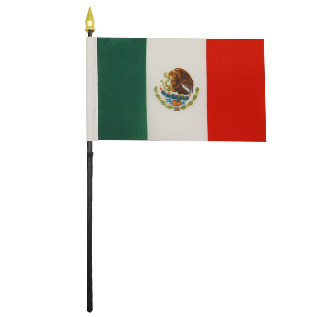 Mexico Table Flag 15 x 10 cm 100D Polyester with Plastic Base