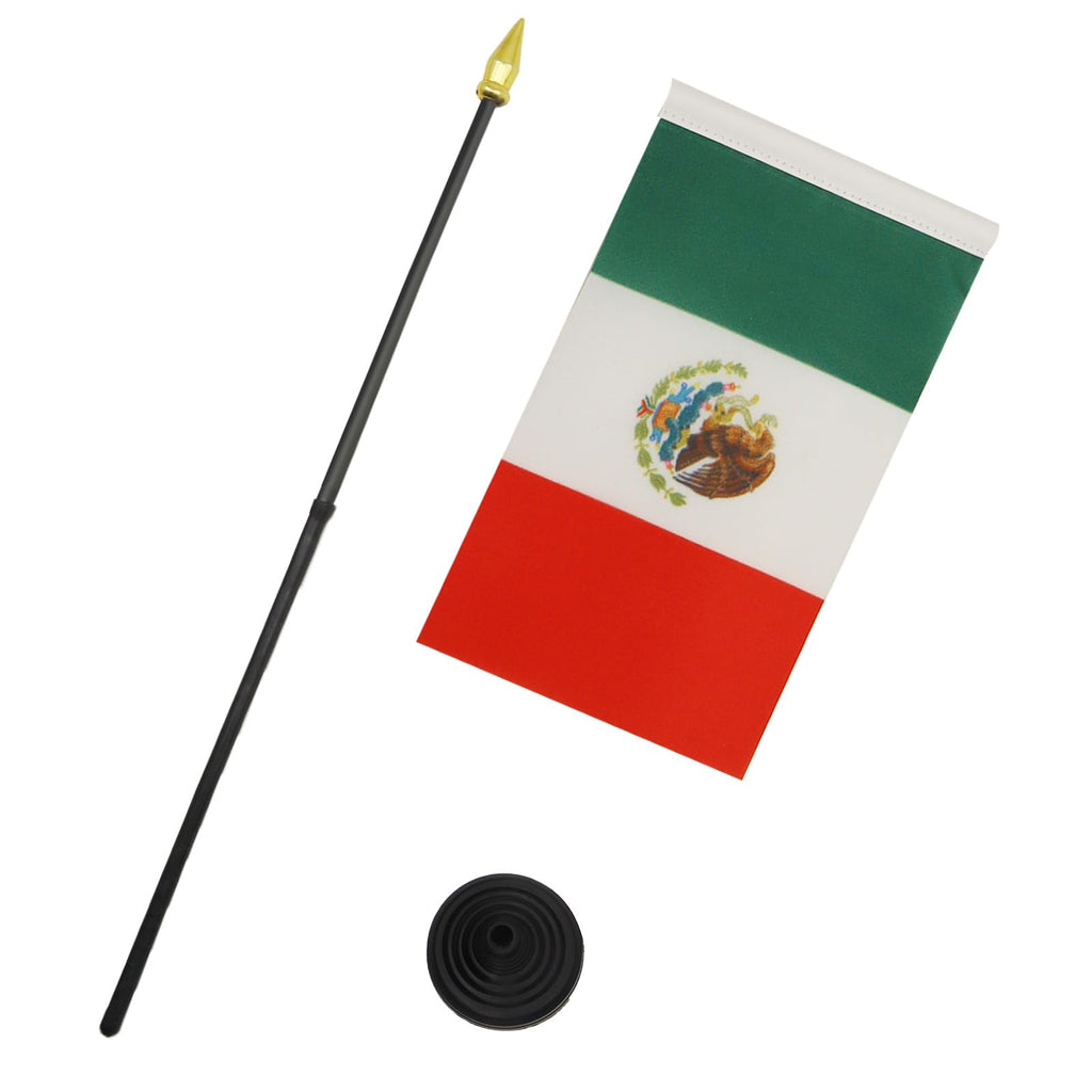 Mexico Table Flag 15 x 10 cm 100D Polyester with Plastic Base