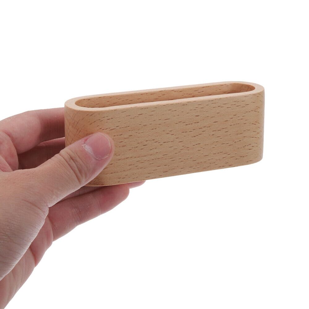 Minimalist Beech Wood Business Card Holder - Natural Light Brown