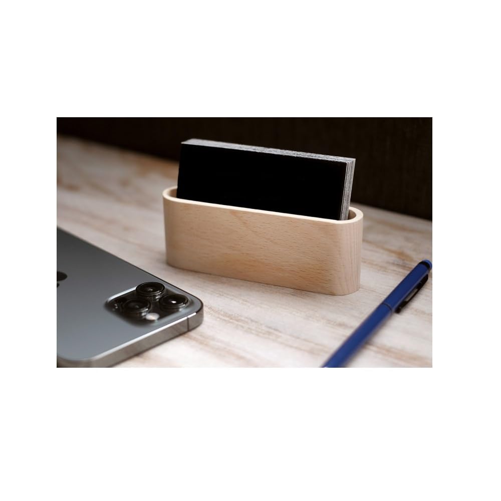 Minimalist Beech Wood Business Card Holder - Natural Light Brown