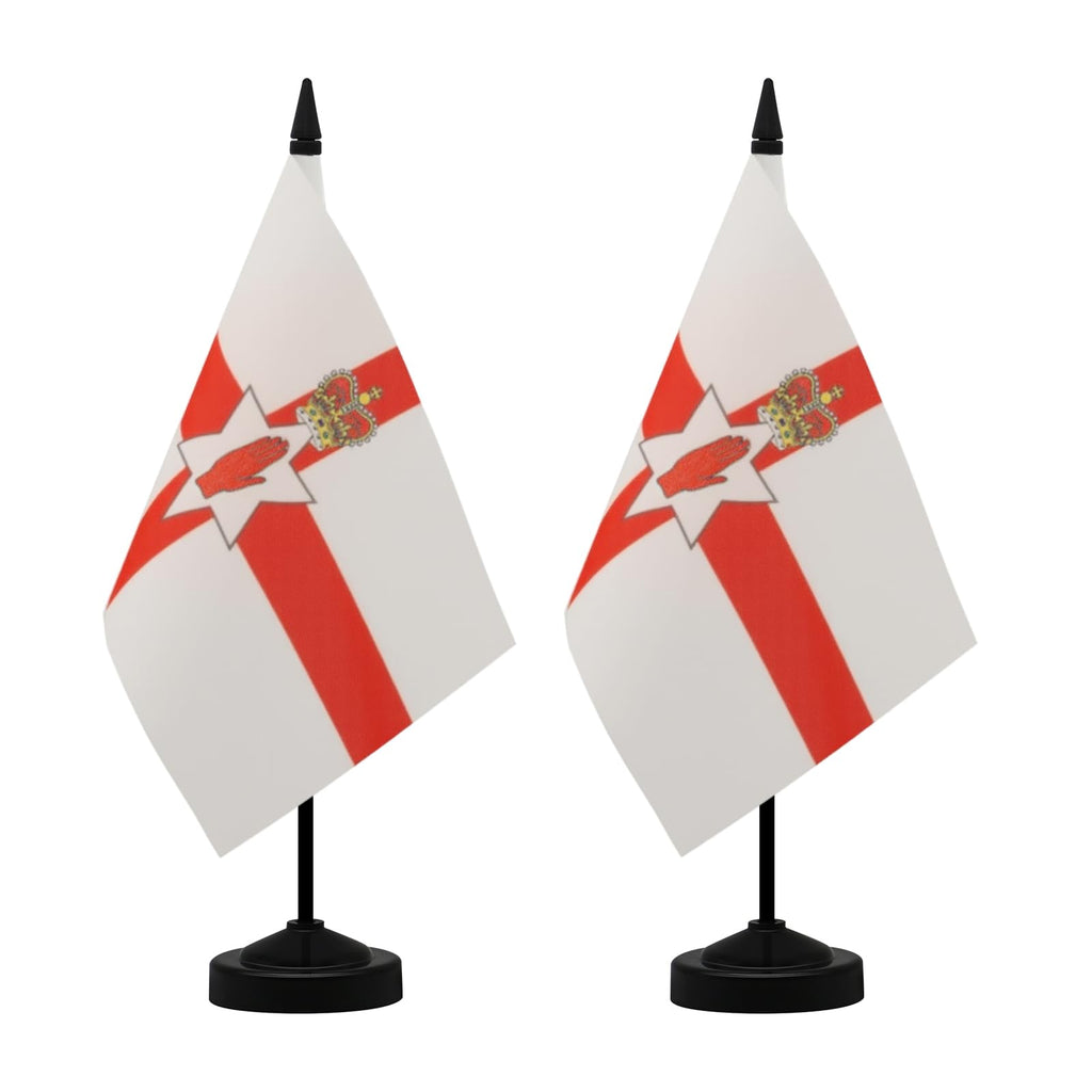 Northern Ireland Table Flag Set 21x14cm with Stand Base (2 Pack)
