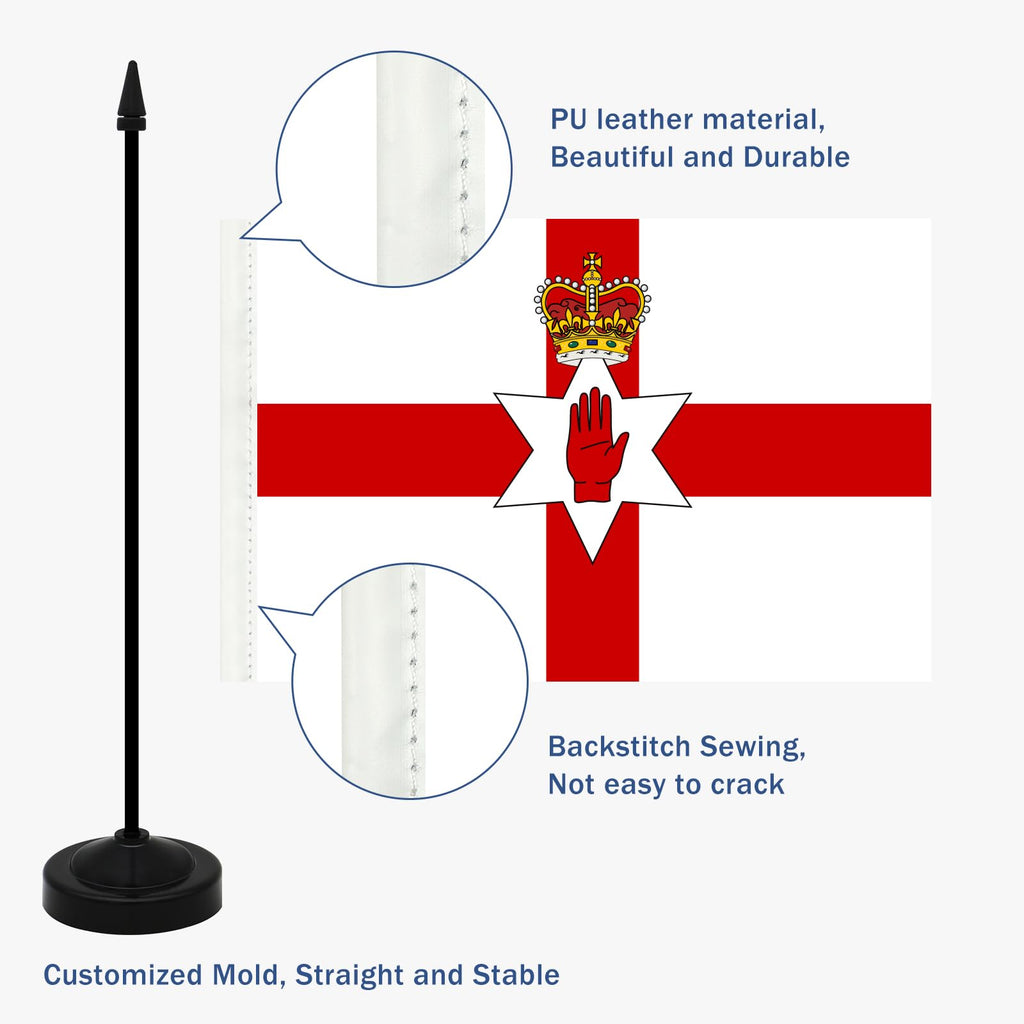 Northern Ireland Table Flag Set 21x14cm with Stand Base (2 Pack)