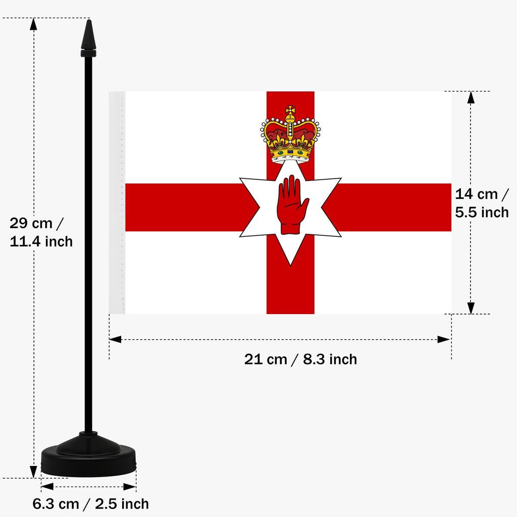 Northern Ireland Table Flag Set 21x14cm with Stand Base (2 Pack)