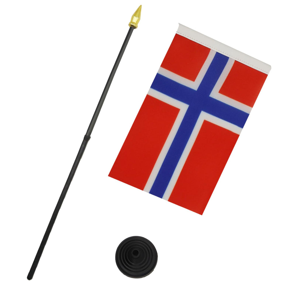 Norway Table Flag 15x10 cm 100D Polyester with Plastic Base
