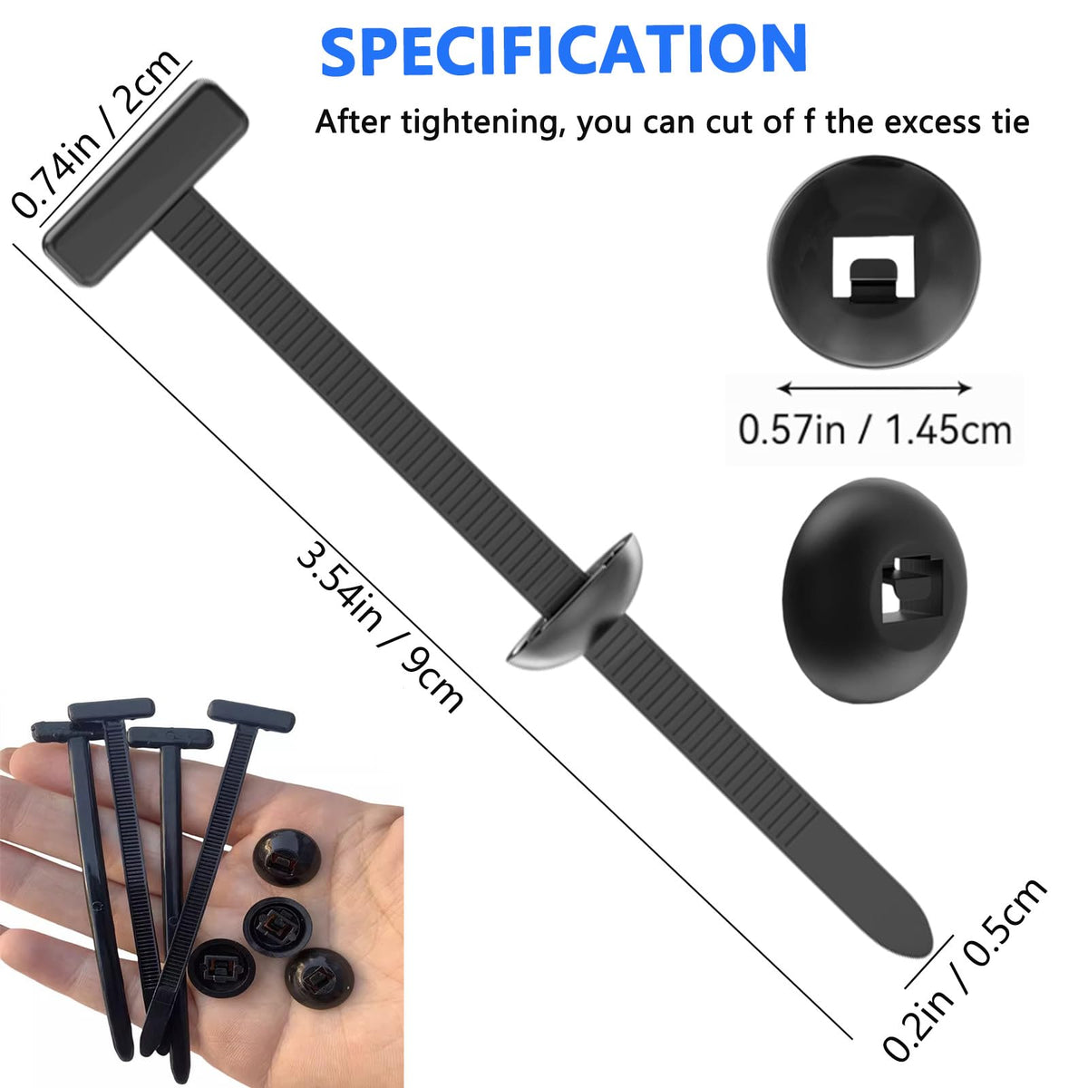 Nylon Universal Double-Sided Locking Cable Tie Buckles, 30 Pack, Black