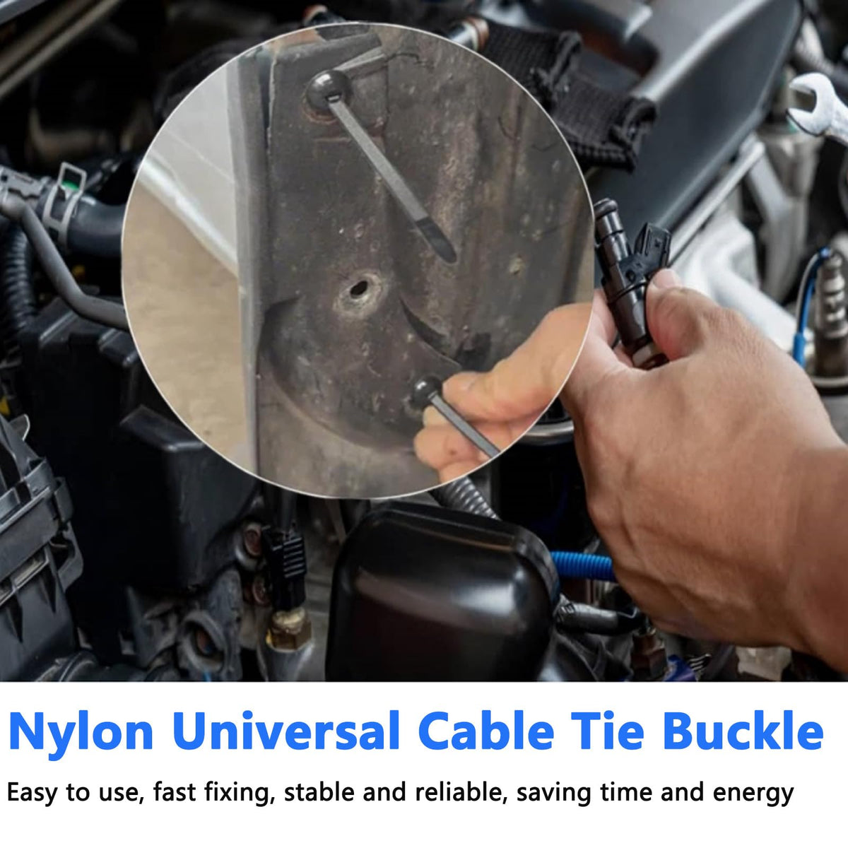 Nylon Universal Double-Sided Locking Cable Tie Buckles, 30 Pack, Black