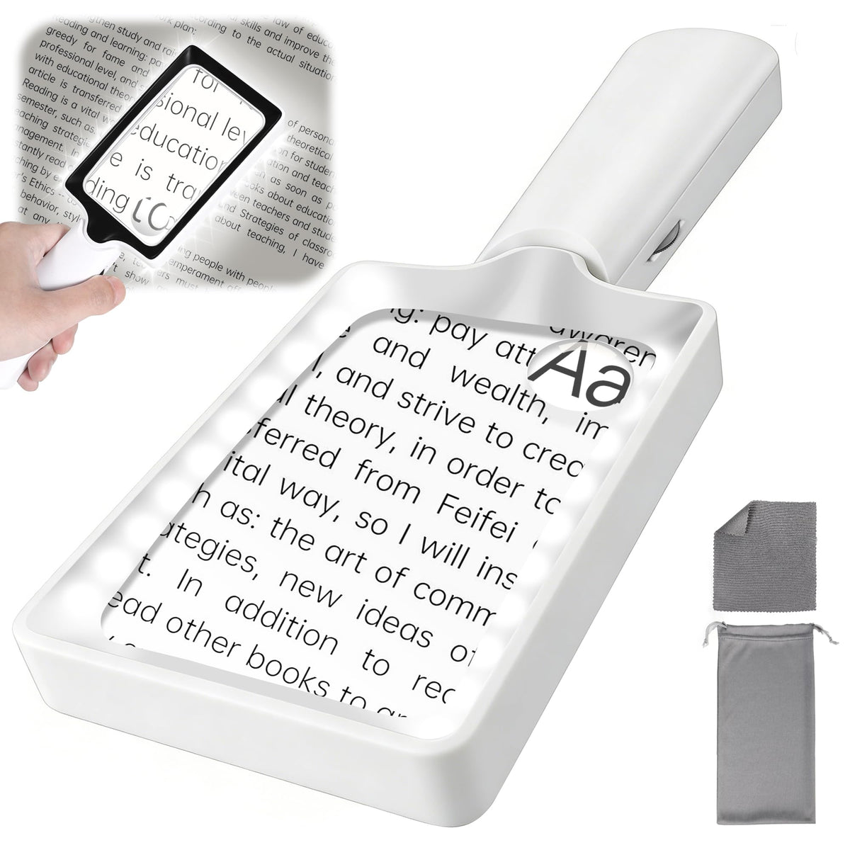 Overcomo 5X/15X Lightweight Handheld Reading Magnifying Glass with Light