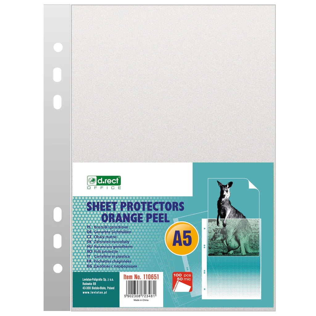 Pack of 100 A5 Document Wallets — 50 micron Antistatic Textured Sleeves