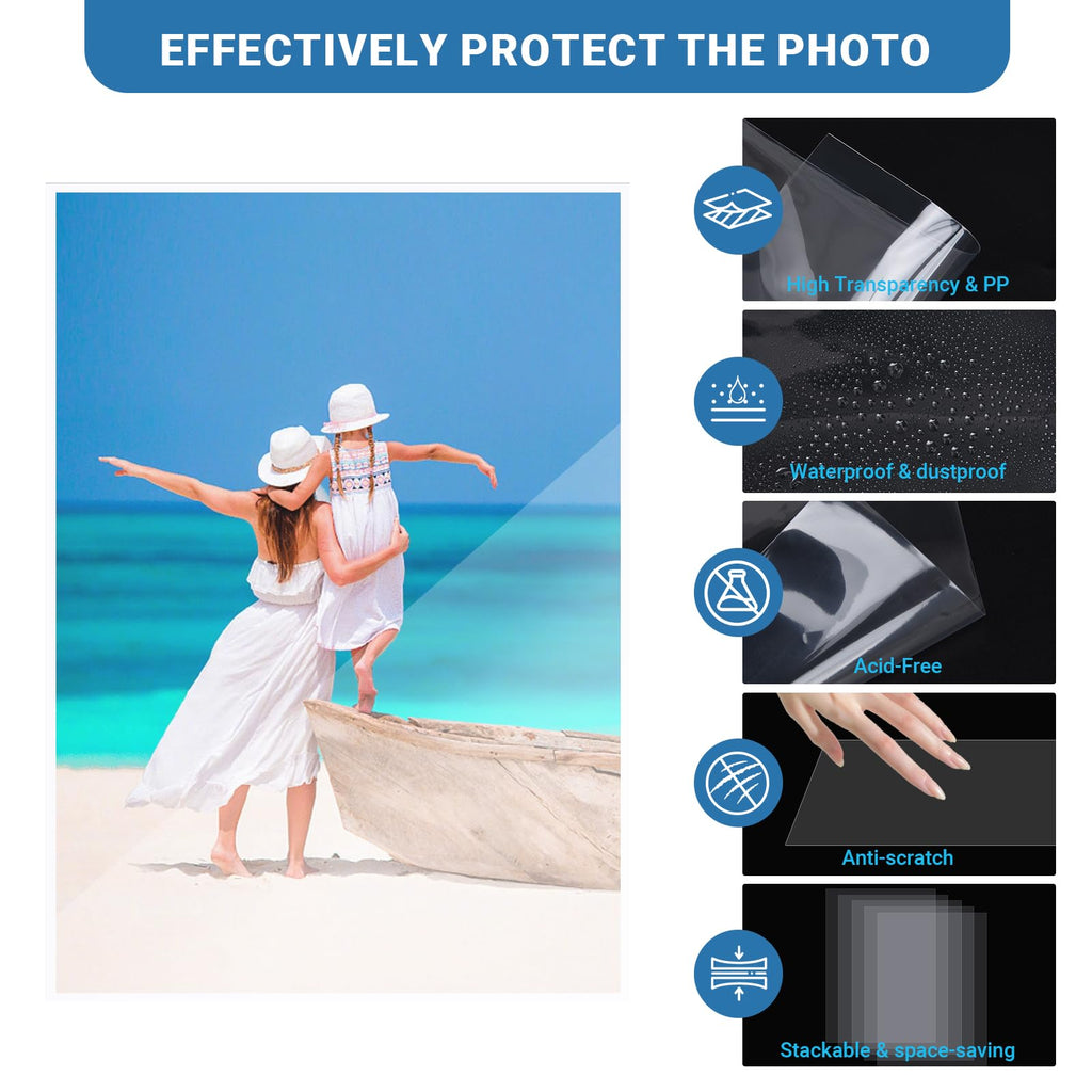 Pack of 100 A6 Photo Sleeves — Clear 4x6" Acid-Free Plastic Protectors